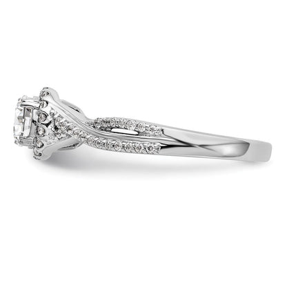 14K Weißgold Verlobungsring mit Halo und im Labor gezüchteten Diamanten VS/SI+ G+
