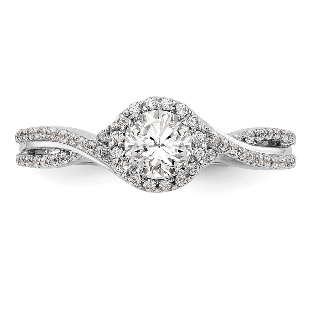 14K Weißgold Verlobungsring mit Halo und im Labor gezüchteten Diamanten VS/SI+ G+