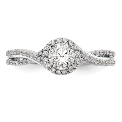 14K Weißgold Verlobungsring mit Halo und im Labor gezüchteten Diamanten VS/SI+ G+