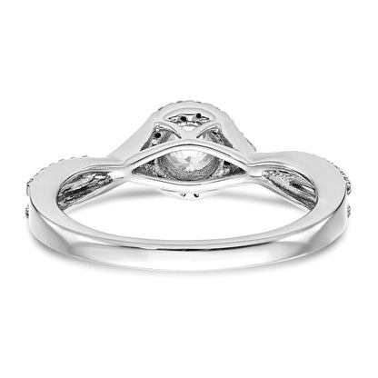 14K Weißgold Verlobungsring mit Halo und im Labor gezüchteten Diamanten VS/SI+ G+