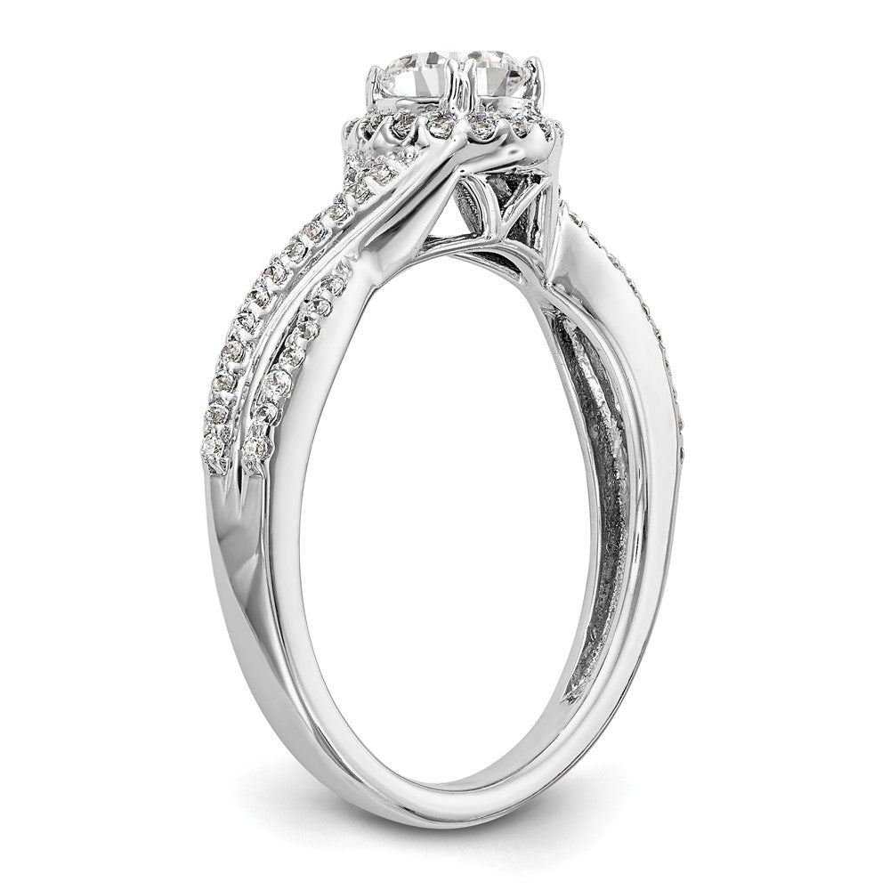 14K Weißgold Verlobungsring mit Halo und im Labor gezüchteten Diamanten VS/SI+ G+
