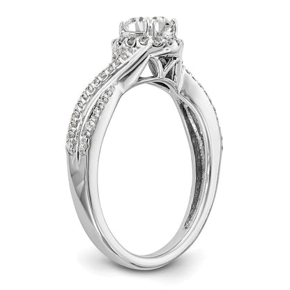 14K Weißgold Verlobungsring mit Halo und im Labor gezüchteten Diamanten VS/SI+ G+