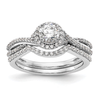 14K Weißgold Verlobungsring mit Halo und im Labor gezüchteten Diamanten VS/SI+ G+