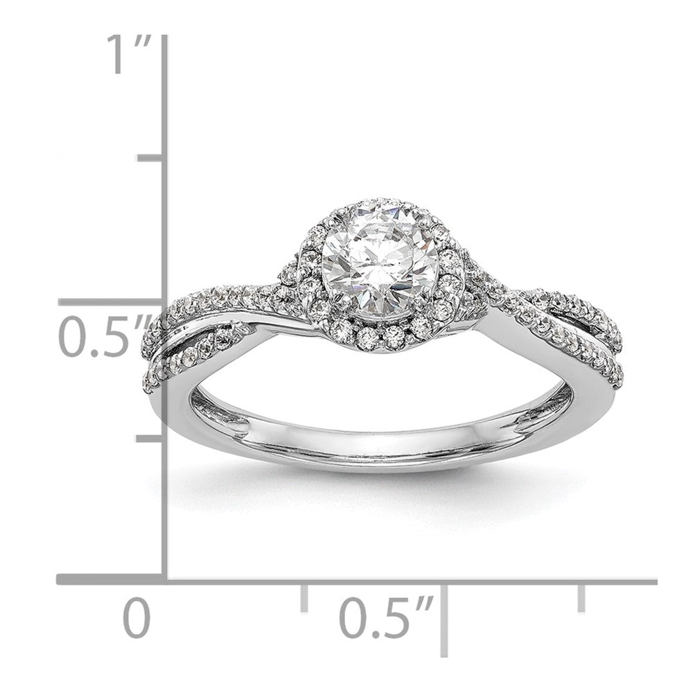 14K Weißgold Verlobungsring mit Halo und im Labor gezüchteten Diamanten VS/SI+ G+