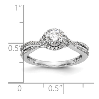14K Weißgold Verlobungsring mit Halo und im Labor gezüchteten Diamanten VS/SI+ G+