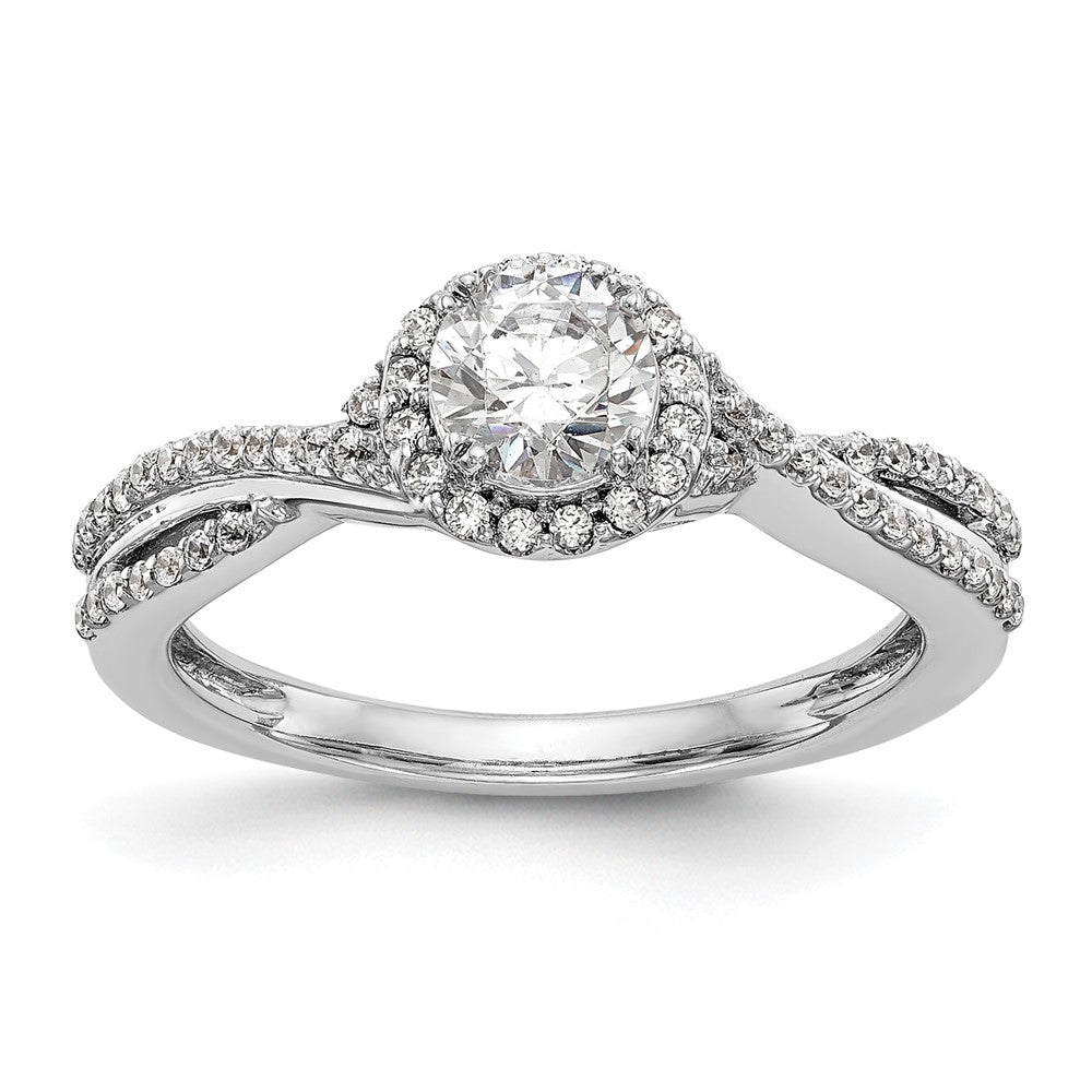 14K Weißgold Verlobungsring mit Halo und im Labor gezüchteten Diamanten VS/SI+ G+