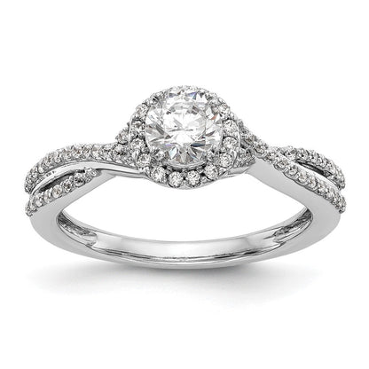 14K Weißgold Verlobungsring mit Halo und im Labor gezüchteten Diamanten VS/SI+ G+