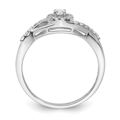 14K Weißgold Verlobungsring mit rundem simuliertem Diamanten und Halo