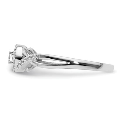 14K Weißgold Verlobungsring mit rundem simuliertem Diamanten und Halo