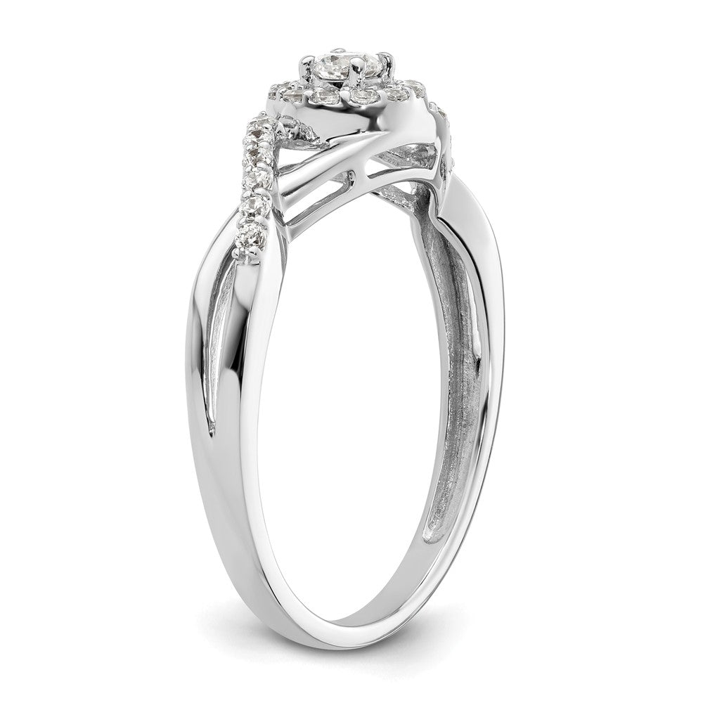 14K Weißgold Verlobungsring mit rundem simuliertem Diamanten und Halo