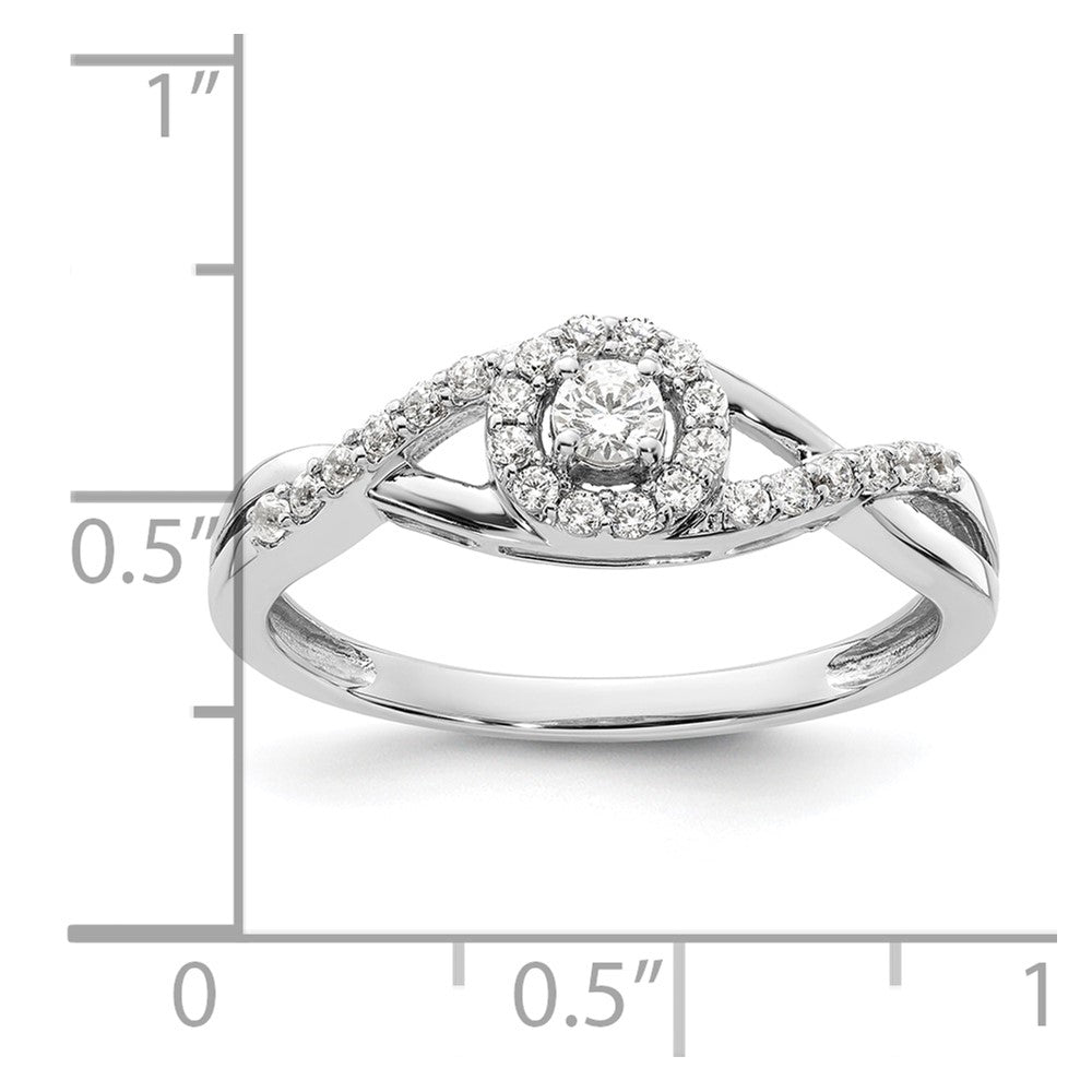 14K Weißgold Verlobungsring mit 0,25 ct. im Rundschliff, Laborgezüchteter Diamant, VS/SI+ G+, mit Halo-Fassung