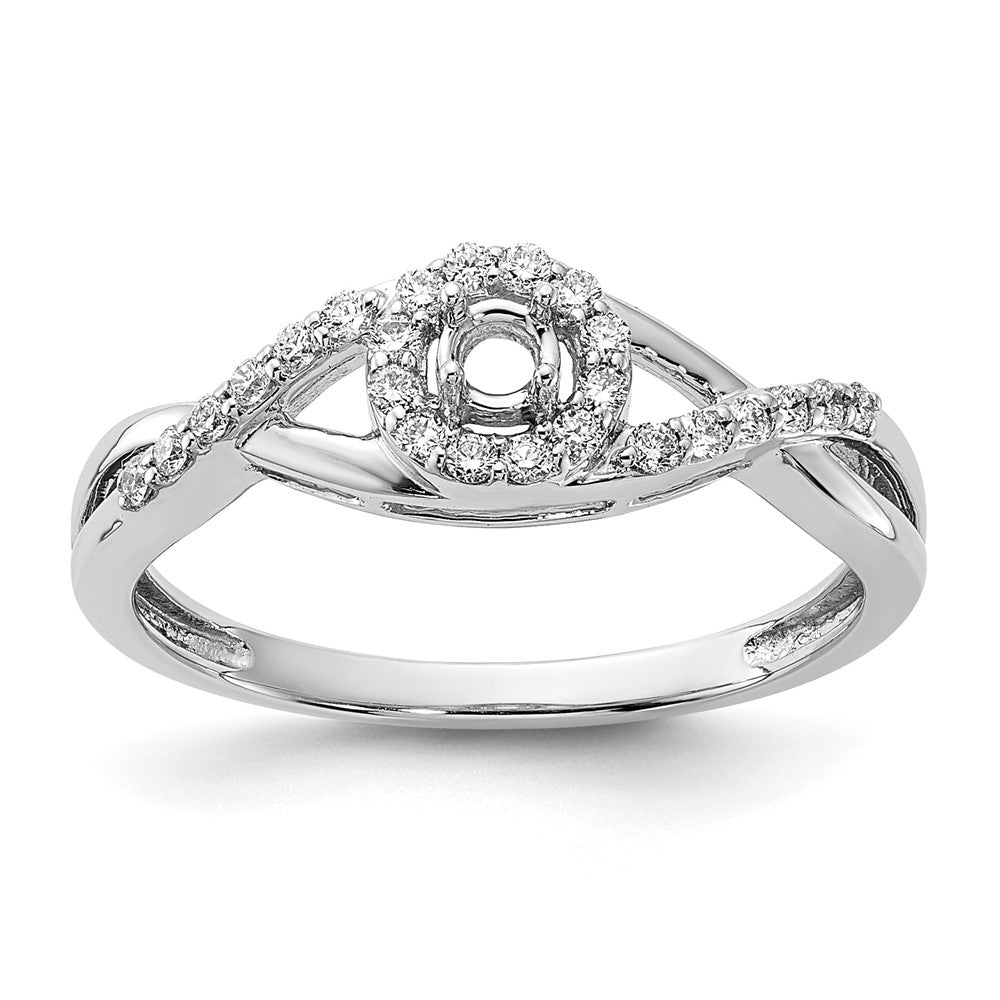 14K Weißgold Verlobungsring mit rundem simuliertem Diamanten und Halo
