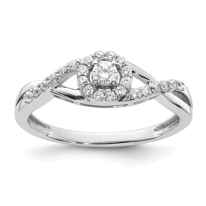 14K Weißgold Verlobungsring mit 0,25 ct. im Rundschliff, Laborgezüchteter Diamant, VS/SI+ G+, mit Halo-Fassung