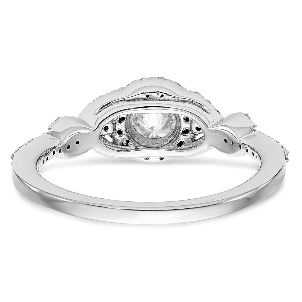 Verlobungsring aus 14K Weißgold mit rundem simuliertem Diamanten und Halo