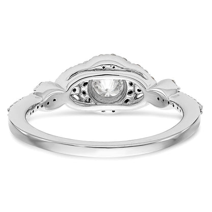 Verlobungsring aus 14K Weißgold mit rundem simuliertem Diamanten und Halo