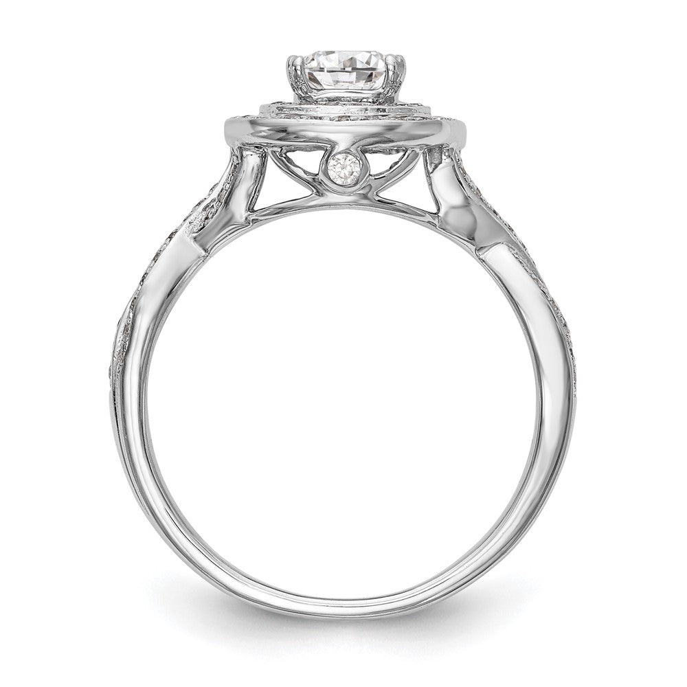 14K Weißgold Verlobungsring mit Halo und Kissenschliff-Diamantsimulant