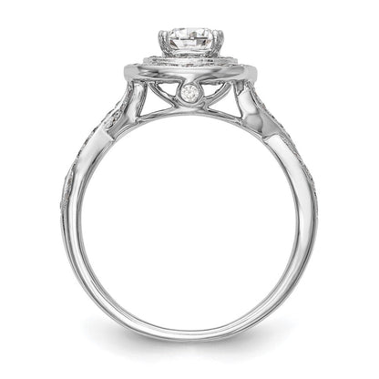 14K Weißgold Verlobungsring mit Halo und Kissenschliff-Diamantsimulant