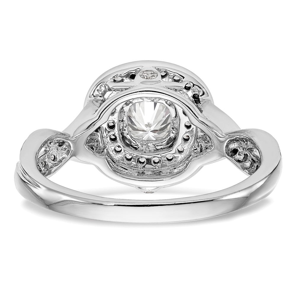 14K Weißgold Verlobungsring mit Halo und Kissenschliff-Diamantsimulant