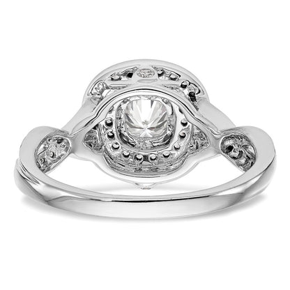 14K Weißgold Verlobungsring mit Halo und Kissenschliff-Diamantsimulant