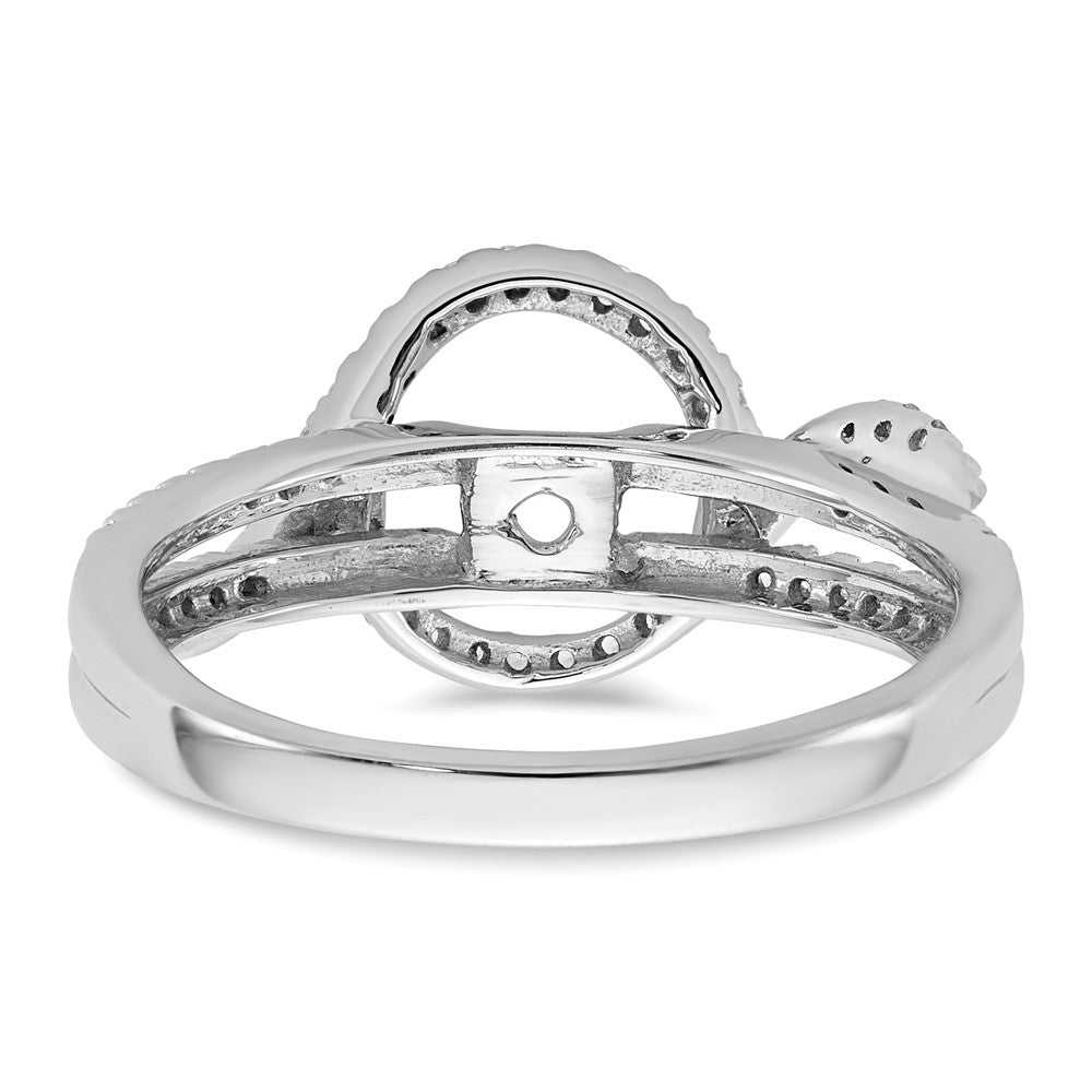 14K Weißgold Verlobungsring mit Halo aus simuliertem Diamant, Krappenfassung