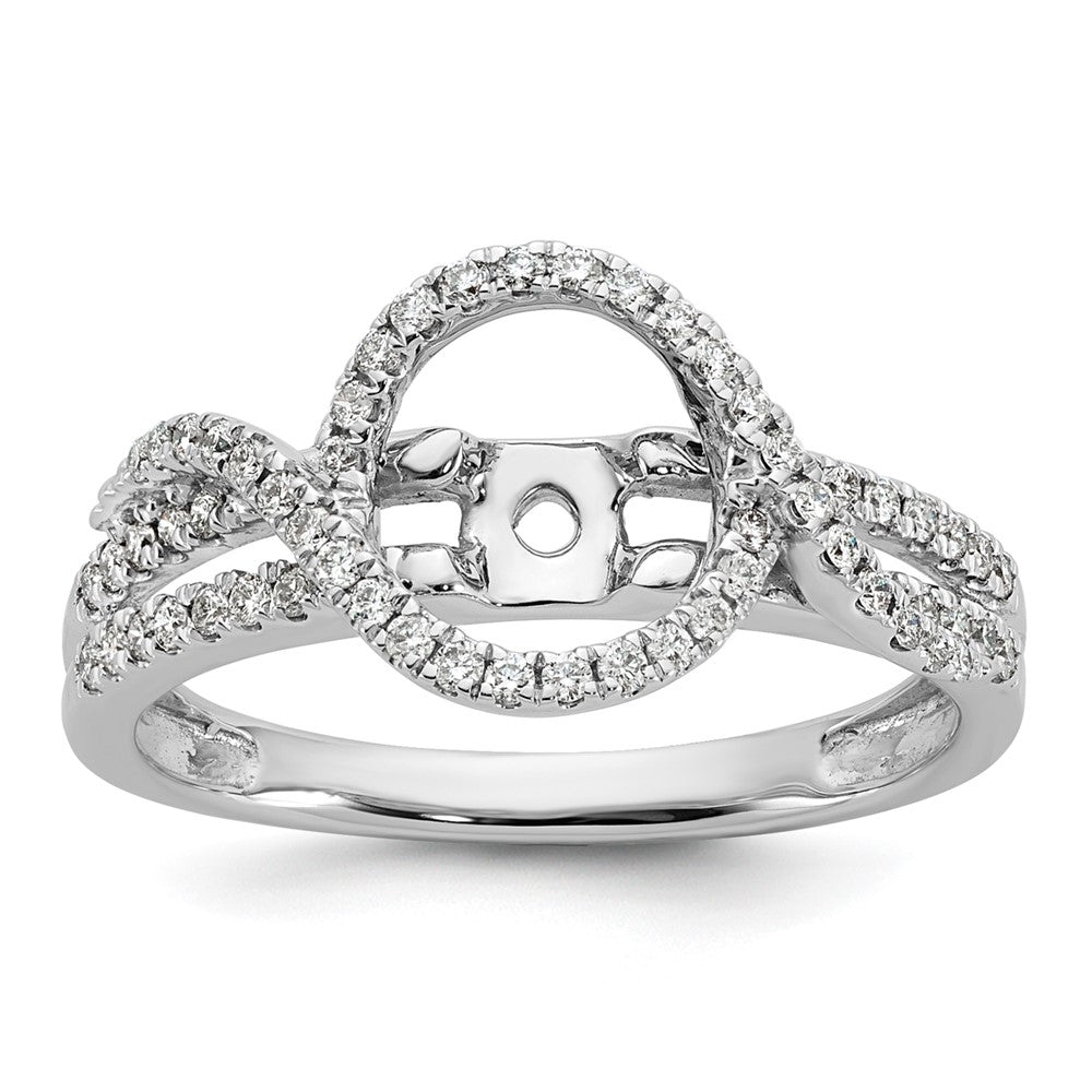 14K Weißgold Verlobungsring mit Halo aus simuliertem Diamant, Krappenfassung