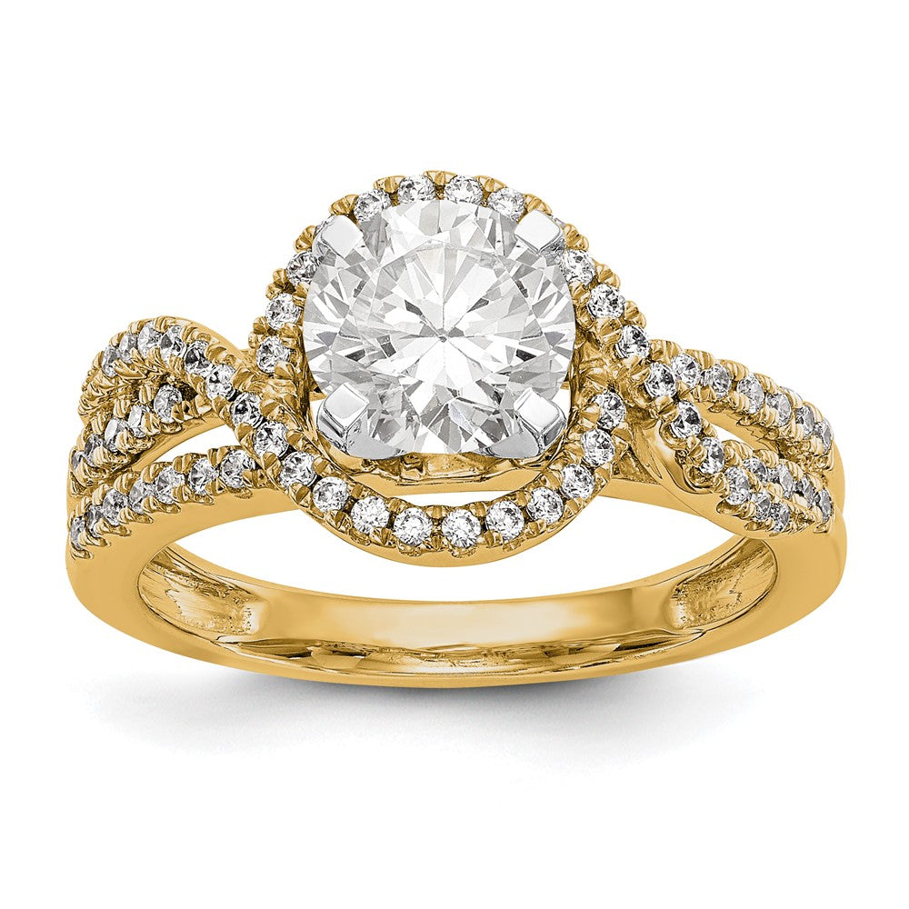 14K Gelbgold Stift Set Diamant Halbfassung Heiligenschein Verlobungsring