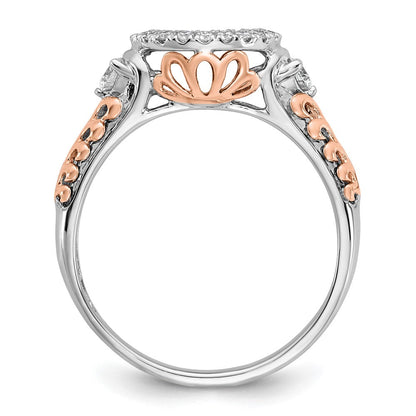 14K Bicolor Verlobungsring mit simulierten Diamanten und Halo