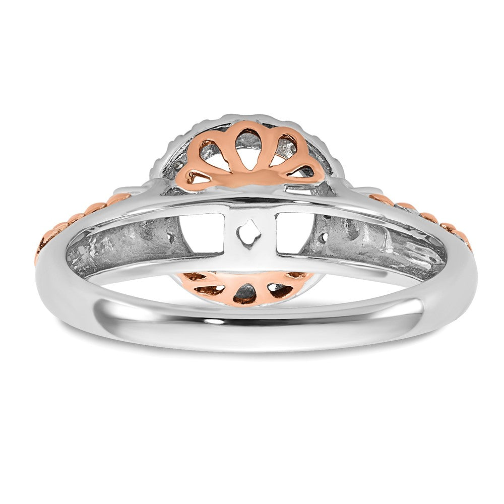 14K Bicolor Verlobungsring mit simulierten Diamanten und Halo