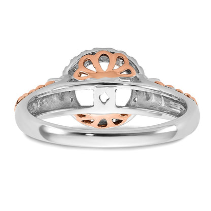 14K Bicolor Verlobungsring mit simulierten Diamanten und Halo
