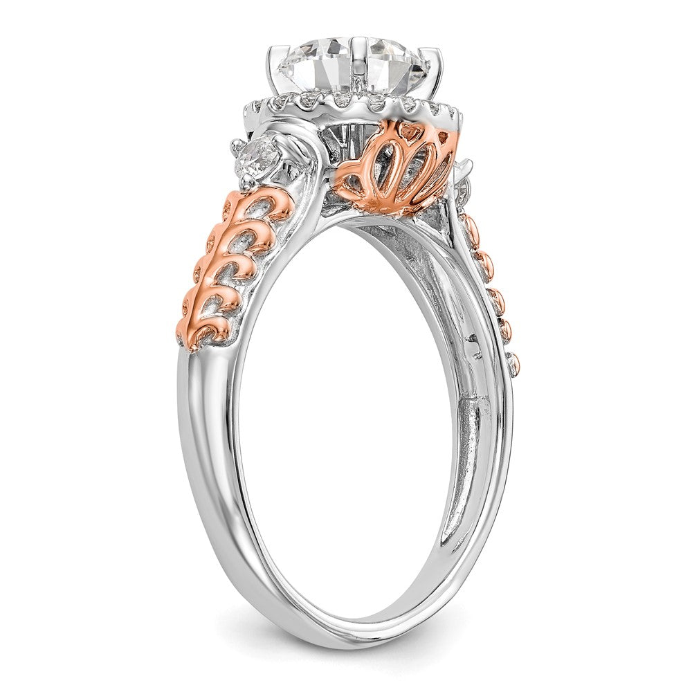 14K Bicolor Verlobungsring mit simulierten Diamanten und Halo