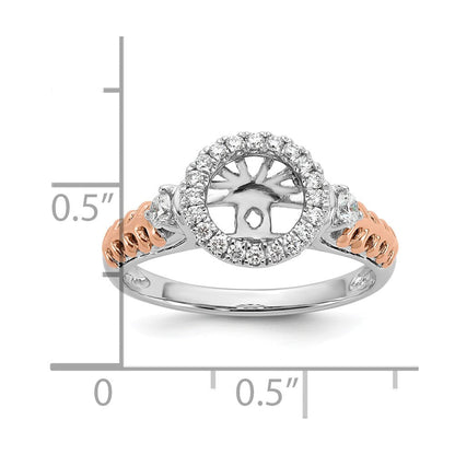 14K Bicolor Verlobungsring mit simulierten Diamanten und Halo