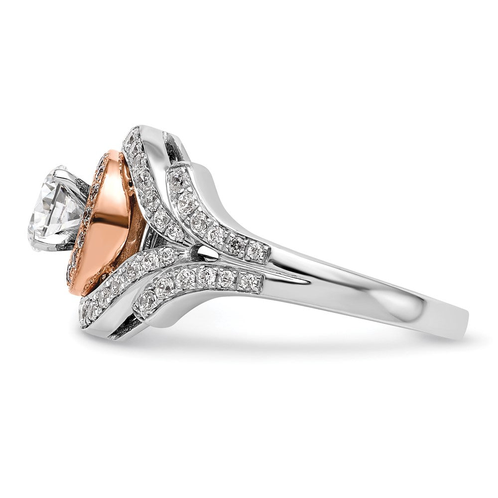 14K Weißgold Verlobungsring mit Halo und Diamant-Simulanten