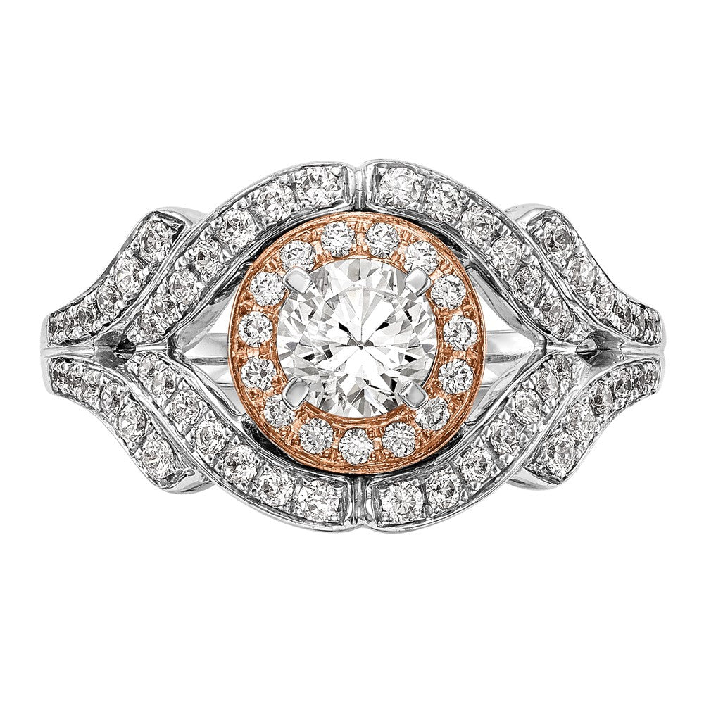 14K Weißgold Verlobungsring mit Halo und Diamant-Simulanten