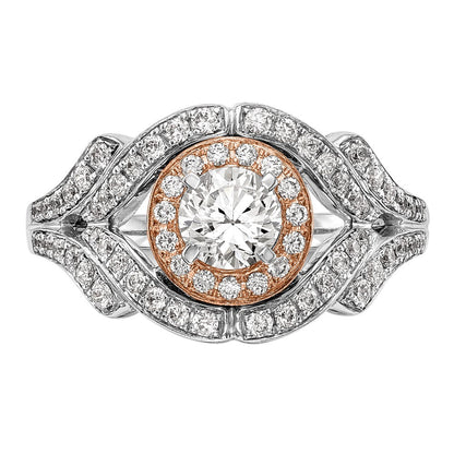 14K Weißgold Verlobungsring mit Halo und Diamant-Simulanten