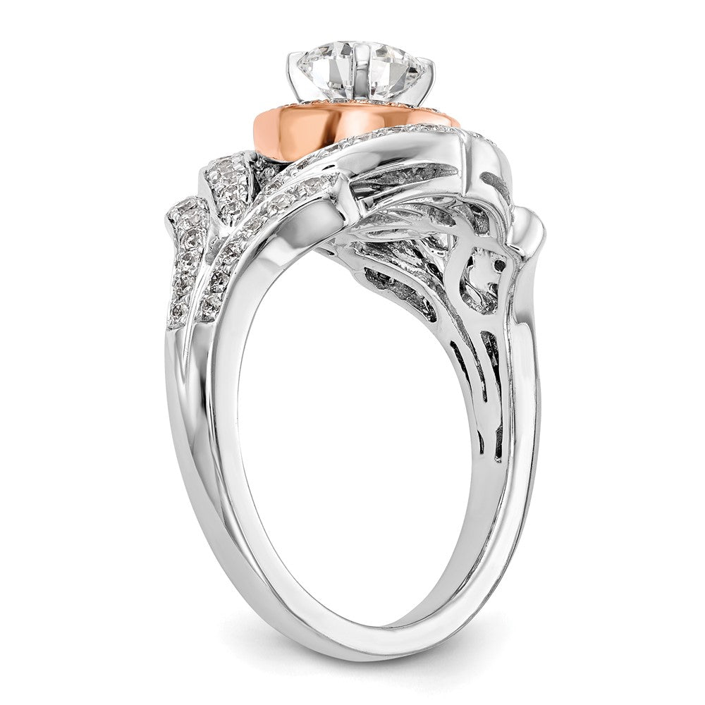 14K Weißgold Verlobungsring mit Halo und Diamant-Simulanten