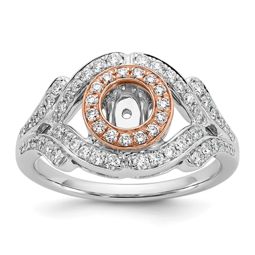 14K Weißgold Verlobungsring mit Halo und Diamant-Simulanten