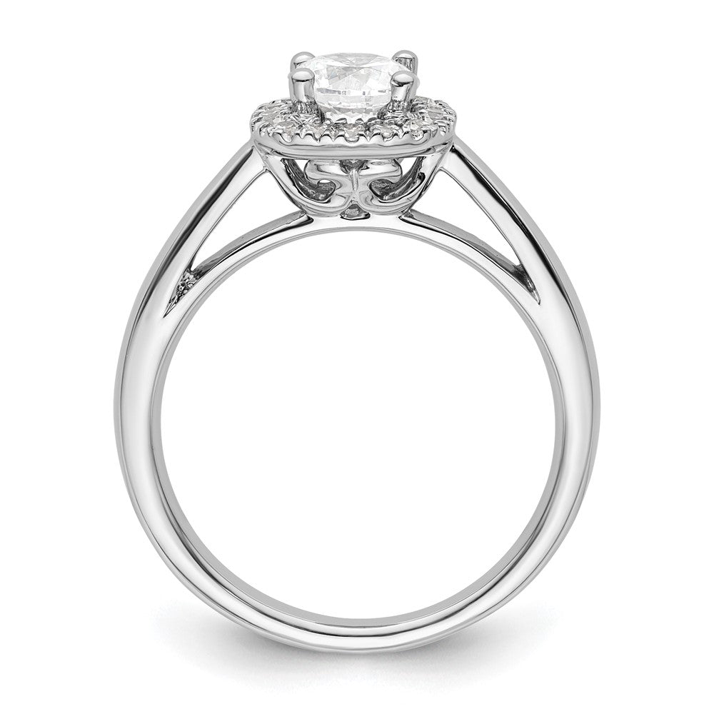14K Weißgold Verlobungsring mit Diamant im Princess-Schliff und Halo im Kissenschliff