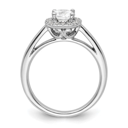 14K Weißgold Verlobungsring mit Diamant im Princess-Schliff und Halo im Kissenschliff