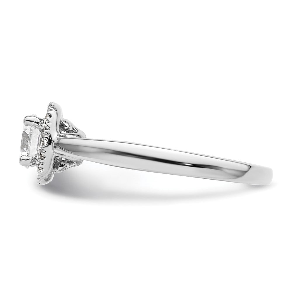 14K Weißgold Verlobungsring mit Diamant im Princess-Schliff und Halo im Kissenschliff