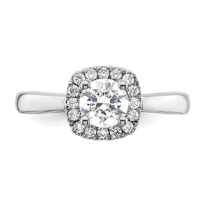 14K Weißgold Verlobungsring mit Diamant im Princess-Schliff und Halo im Kissenschliff