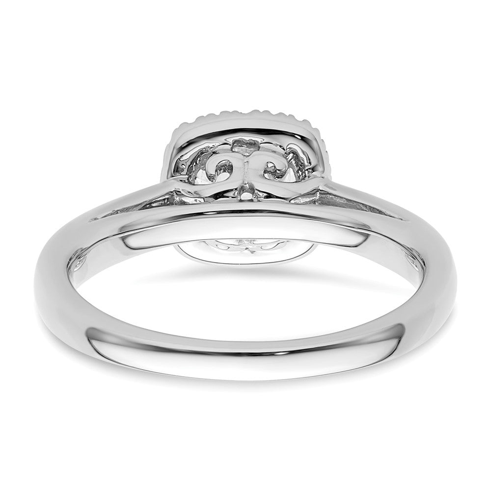 14K Weißgold Verlobungsring mit Diamant im Princess-Schliff und Halo im Kissenschliff
