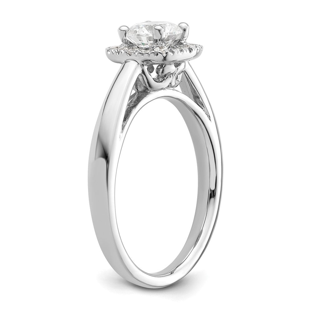 14K Weißgold Verlobungsring mit Diamant im Princess-Schliff und Halo im Kissenschliff