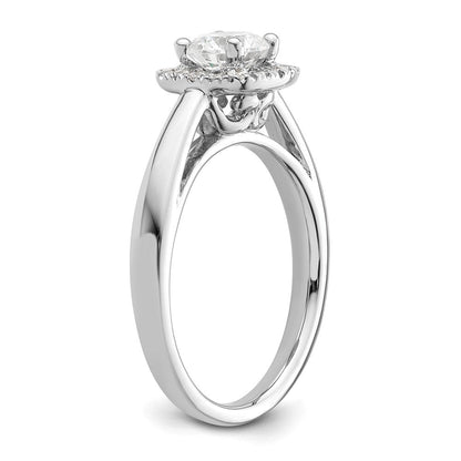 14K Weißgold Verlobungsring mit Diamant im Princess-Schliff und Halo im Kissenschliff