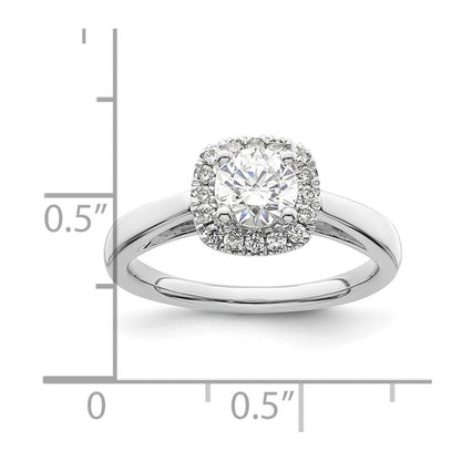 14K Weißgold Verlobungsring mit Diamant im Princess-Schliff und Halo im Kissenschliff