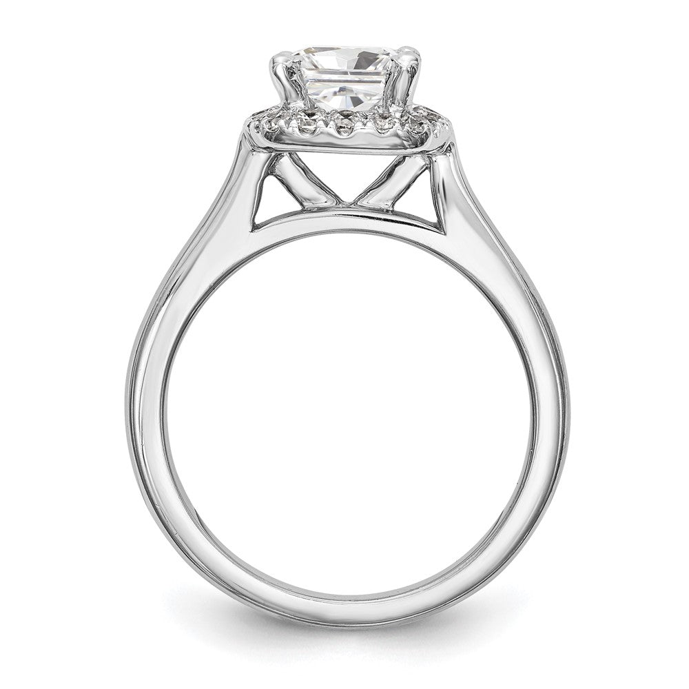 14-Karat-Weißgold-Verlobungsring mit Princess-Diamant-Simulanten und Kissenschliff-Halo