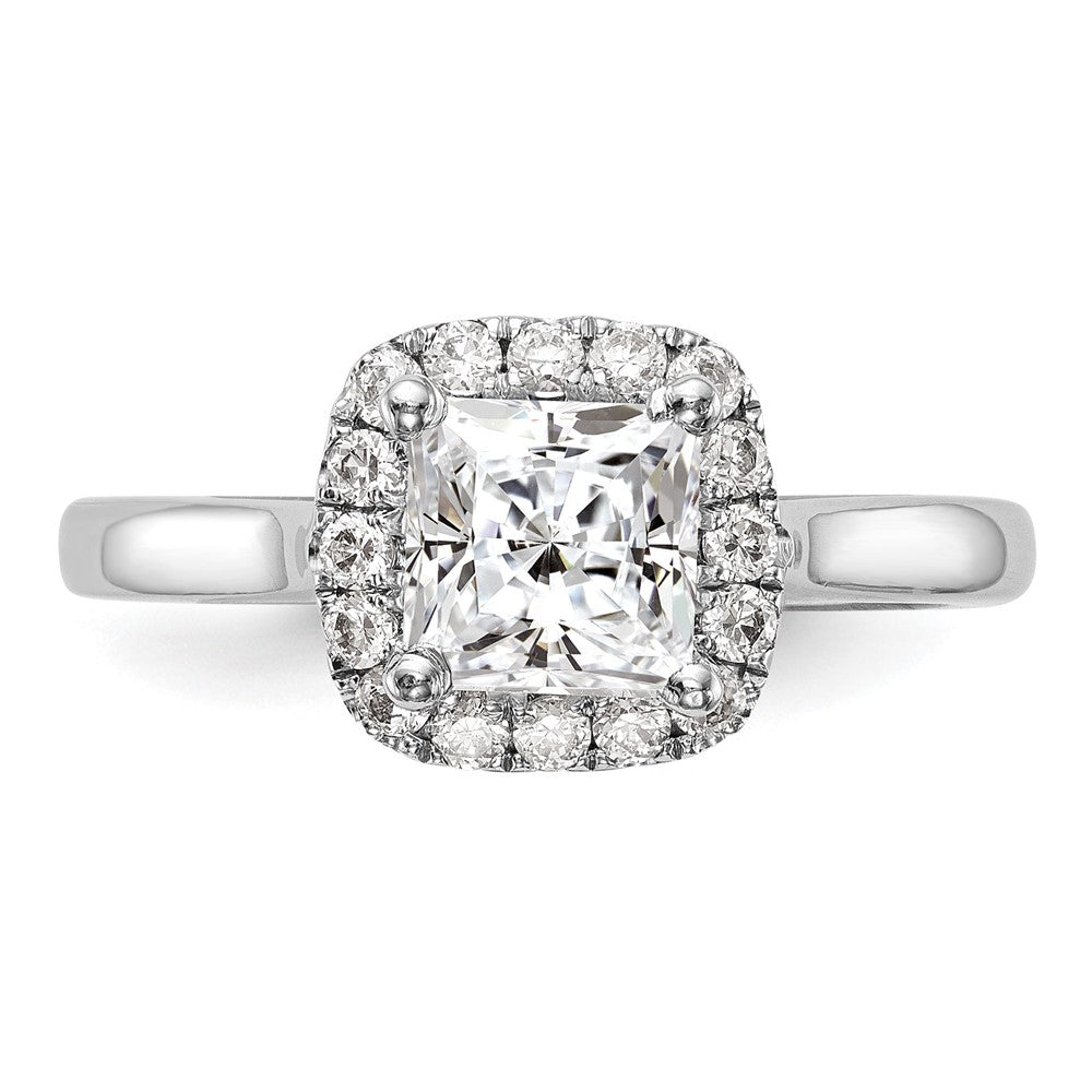 Platin Princess Diamant Halbfassung Kissen Heiligenschein Verlobungsring