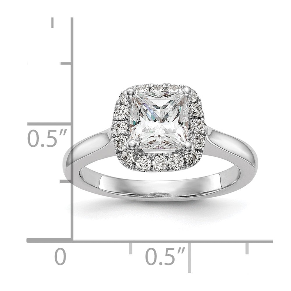 Platin Princess Diamant Halbfassung Kissen Heiligenschein Verlobungsring