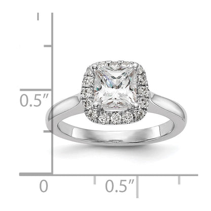 Platin Princess Diamant Halbfassung Kissen Heiligenschein Verlobungsring