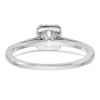 14K Weißgold Verlobungsring mit rundem simuliertem Diamanten und Kissen-Halo