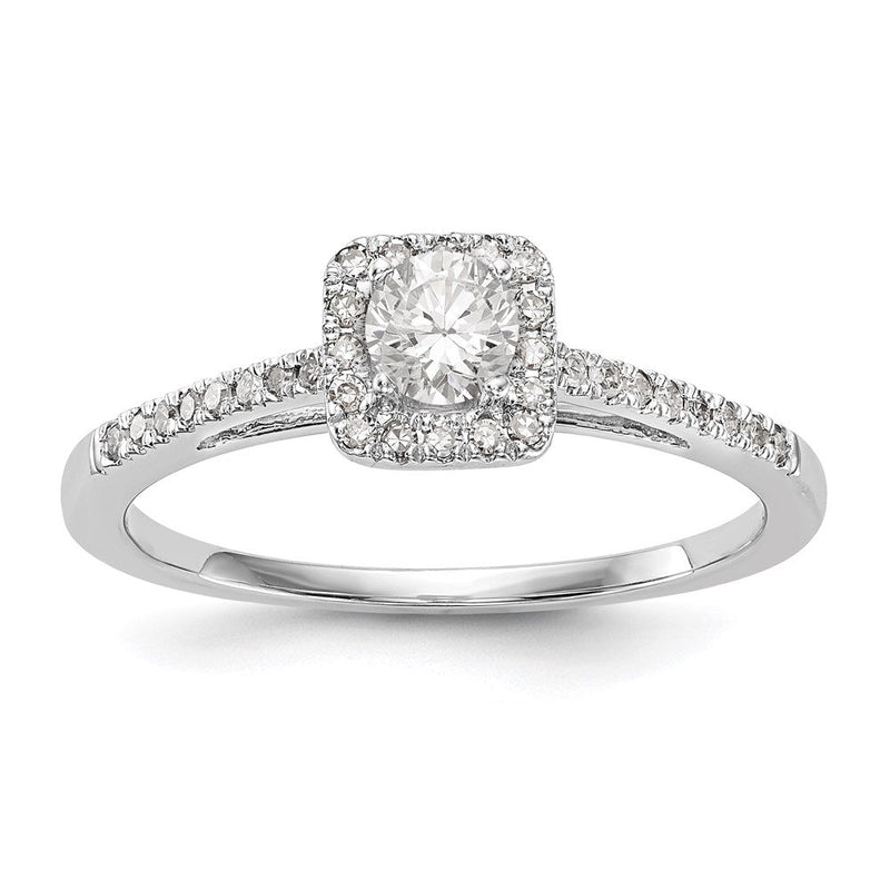 0,37 ct. Natürlicher Diamant im Rundschliff Halo Verlobungsring, 14K Weißgold
